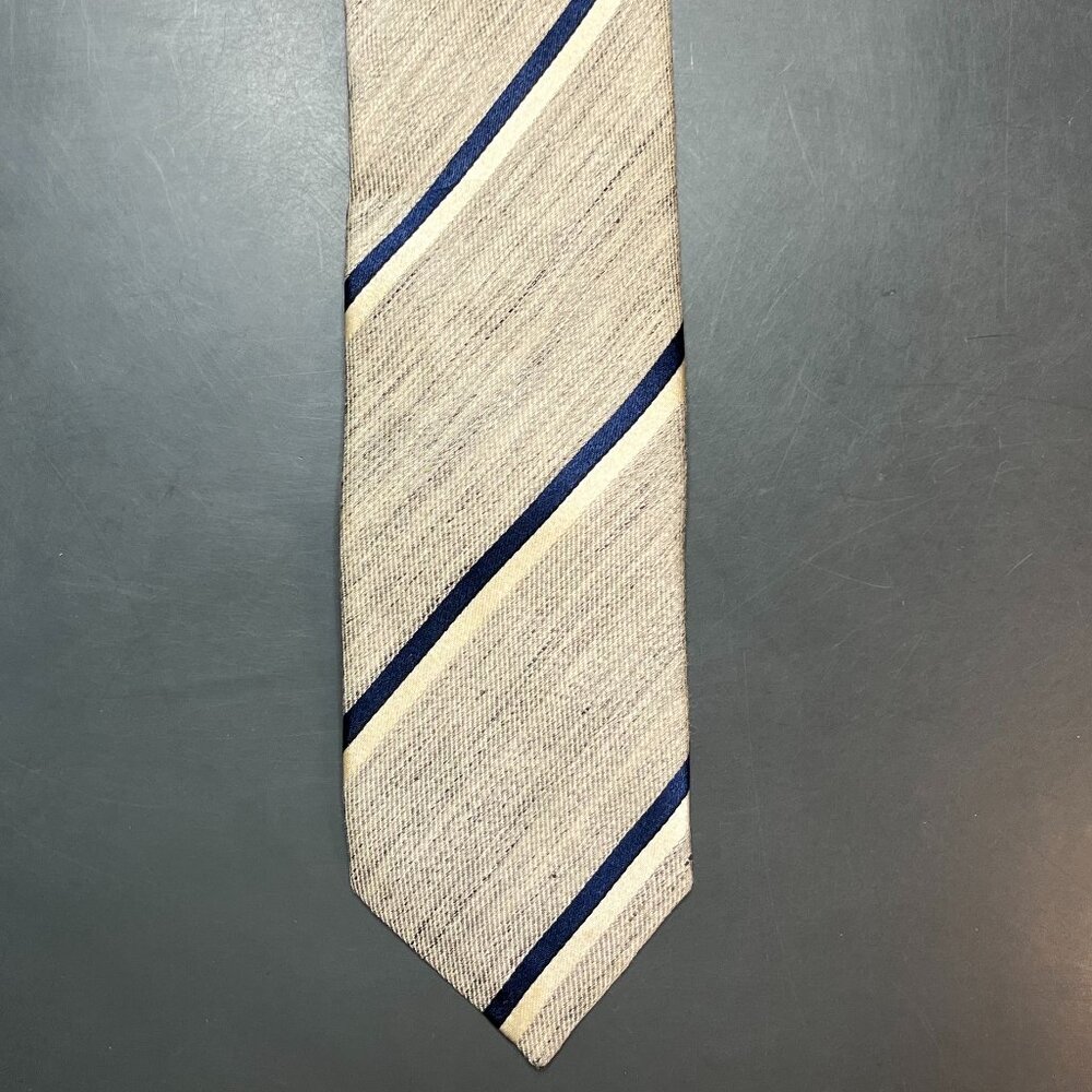 Light Gray Striped Banana Republic Tie Linen/Silk Blend